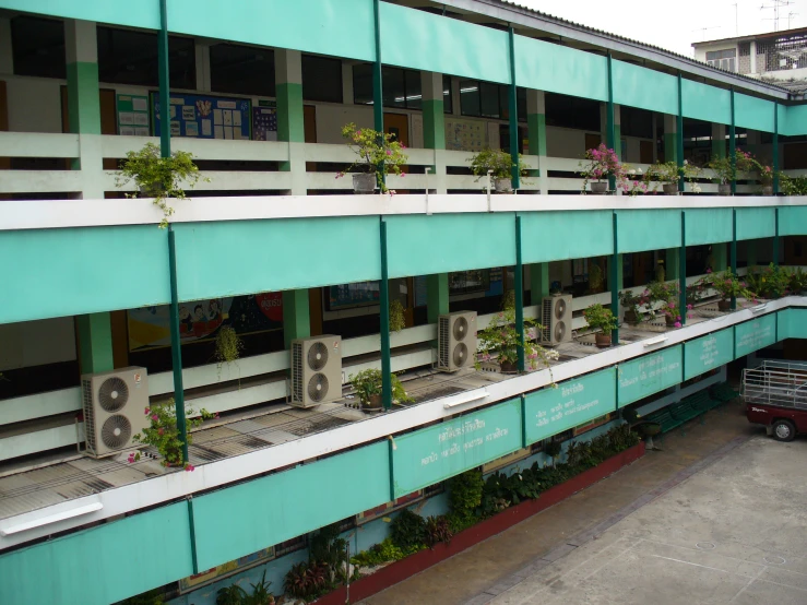 a view of the outside of a motel room