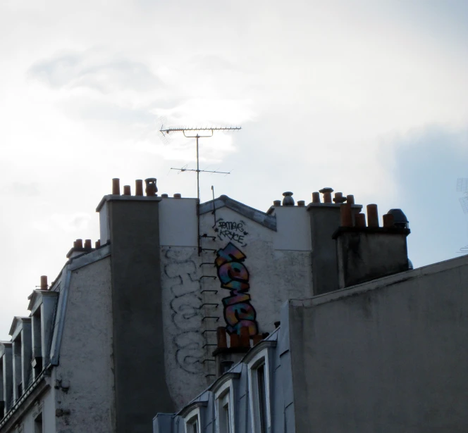 an up - close s of a building with graffiti on it