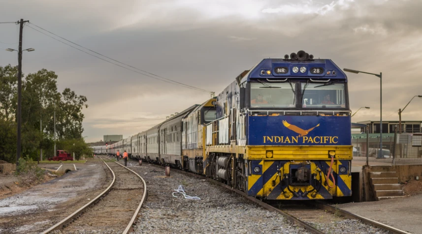 a train with the number one indian pacific is on the tracks