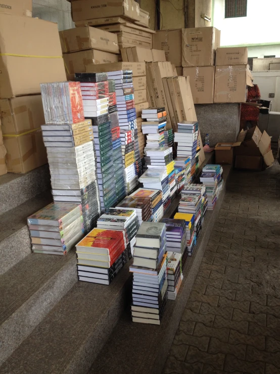 some boxes and boxes and a bunch of books