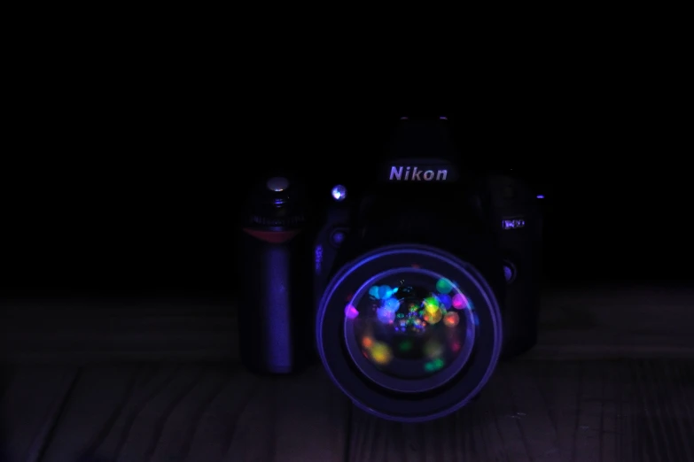 a light up camera and its flash showing