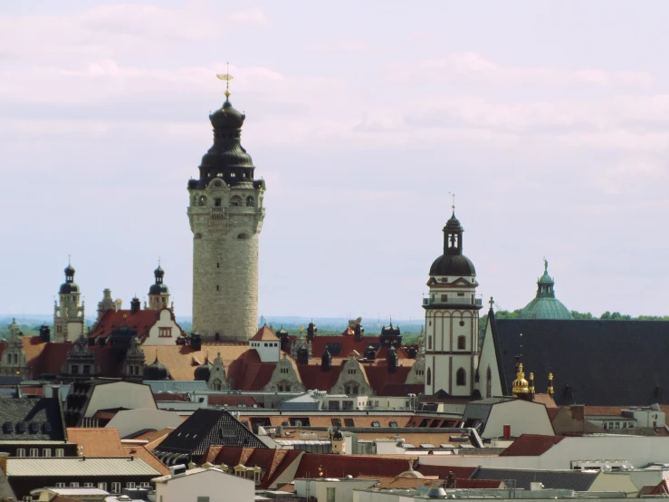 the tower of a building has a clock on it