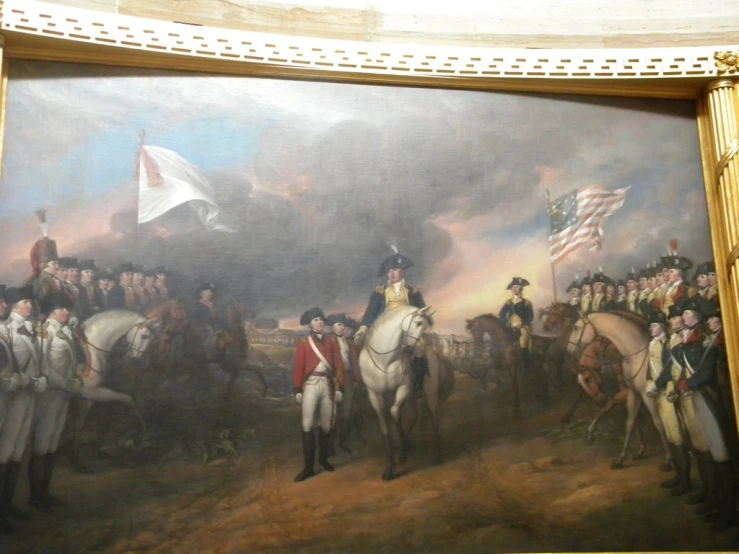 the painting is of a large group of military men