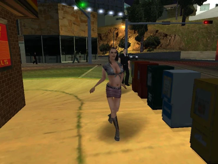 a virtual virtual model runs down the road