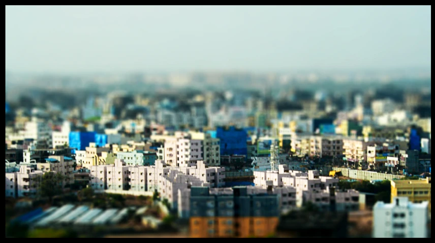 an aerial view of the city and its surrounding buildings