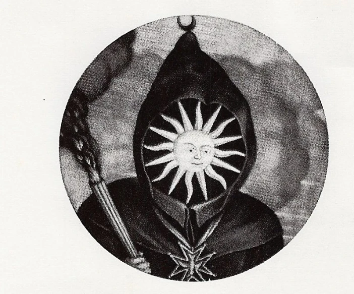 a black and white drawing of a leaf with a sun