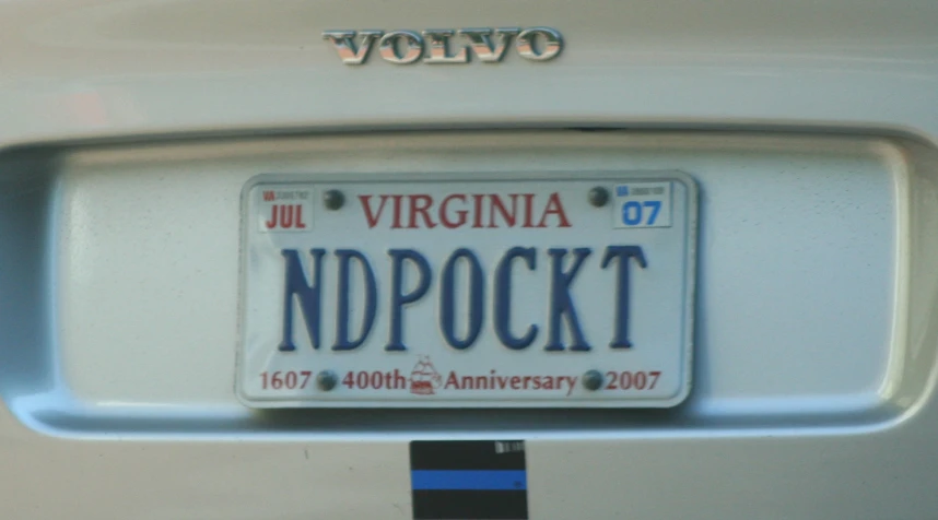 a vehicle license plate for the town of virginia