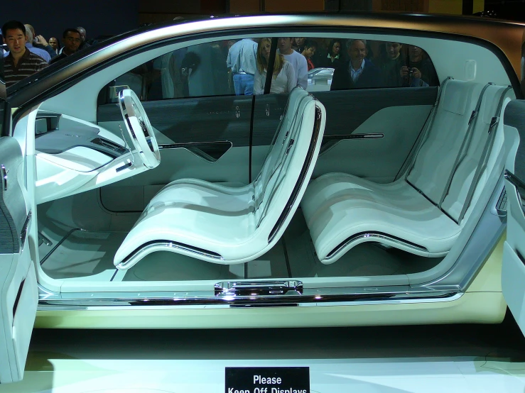 two chaise lounges on display on display at an indoor exhibition