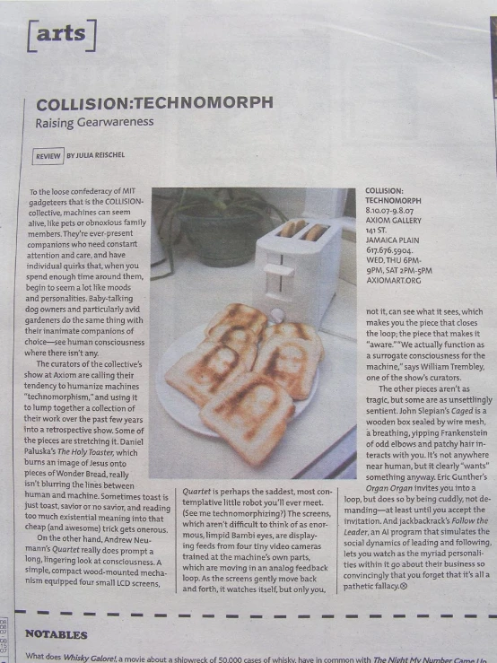 a newspaper article that includes an image of toast