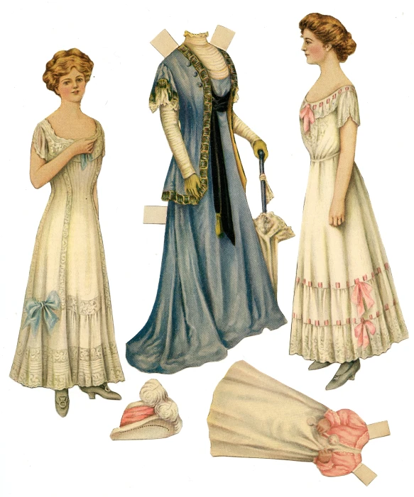 a group of women's fashions in early 1900's or early twentieth's clothing