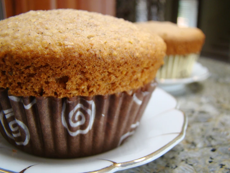 a plate that has some kind of cupcake on it