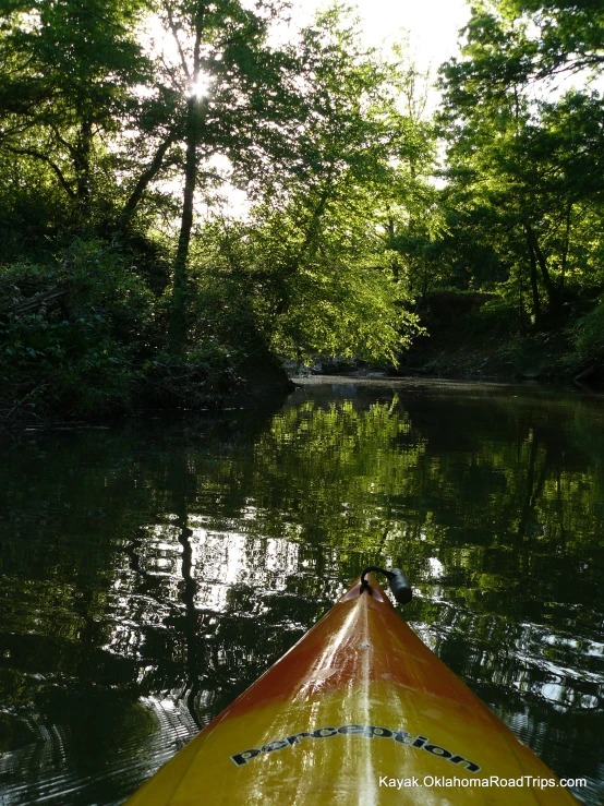 a close up of a kayak in a river