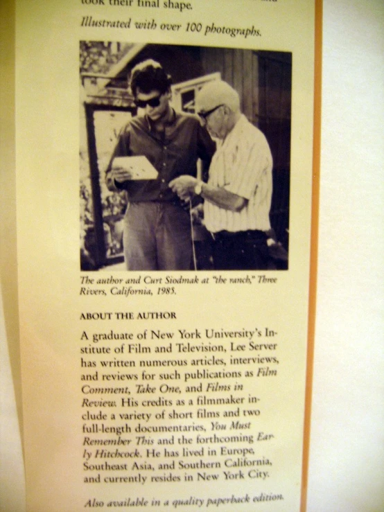 an old picture with a caption about the author and his son