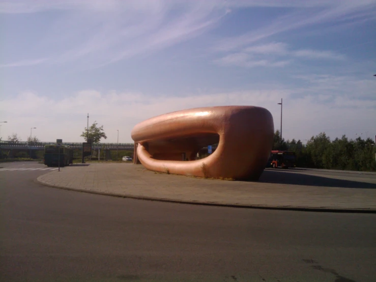 the large inflatable object is in an empty lot