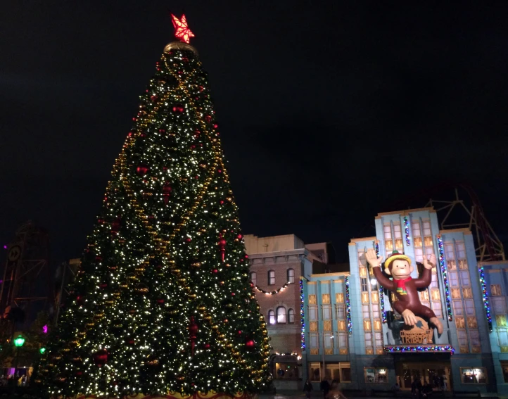 a christmas tree in front of the casino