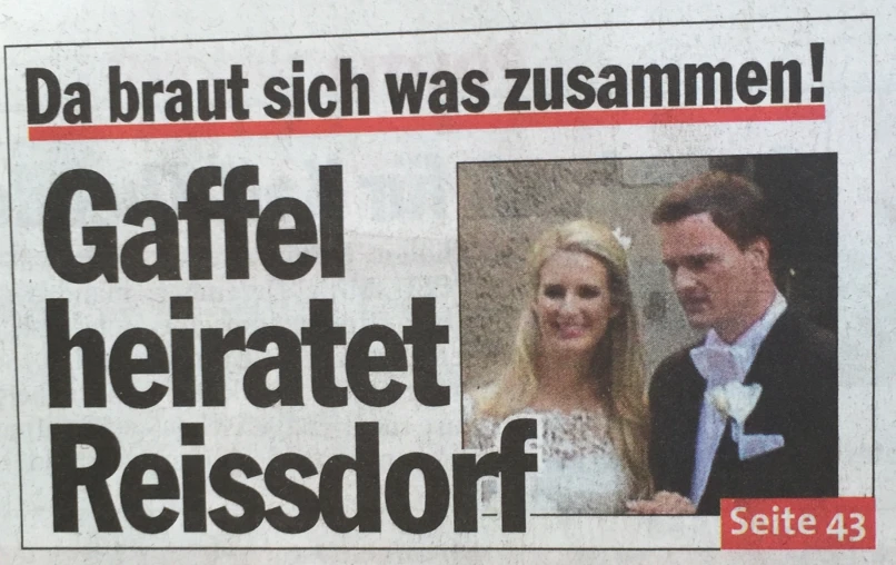 the news paper is about the marriage of a couple