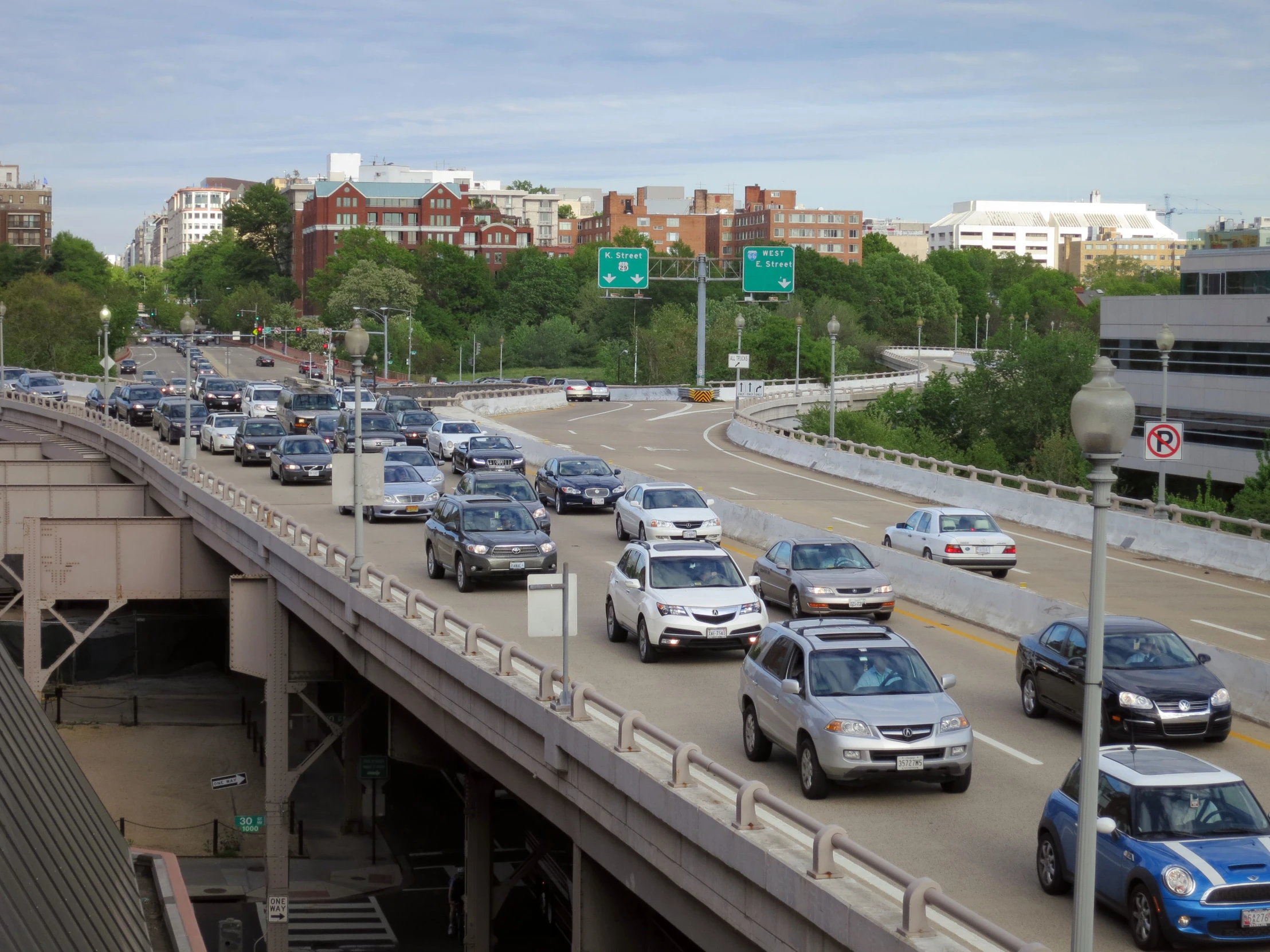 a very long line of cars on the highway