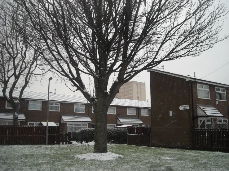 an image of an outside city setting in the snow