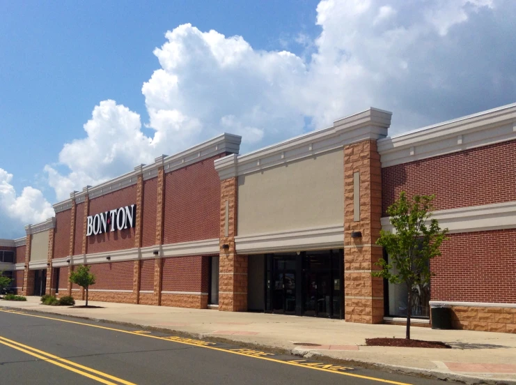 a wide angle view of the front of a store