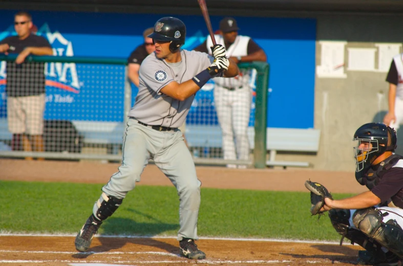 a baseball player holding a bat on the field