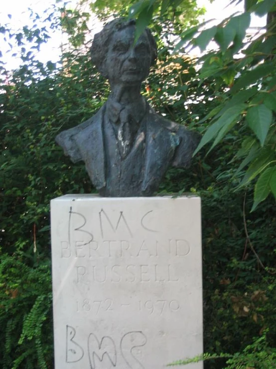 a statue in a park near a tree