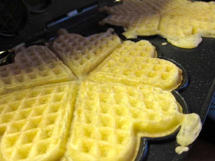 waffles have been cut in half to look like flower shapes