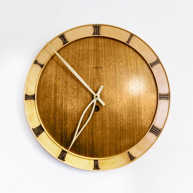 a clock is made out of wooden pieces