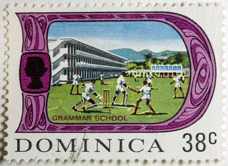 a stamp with a baseball game on it