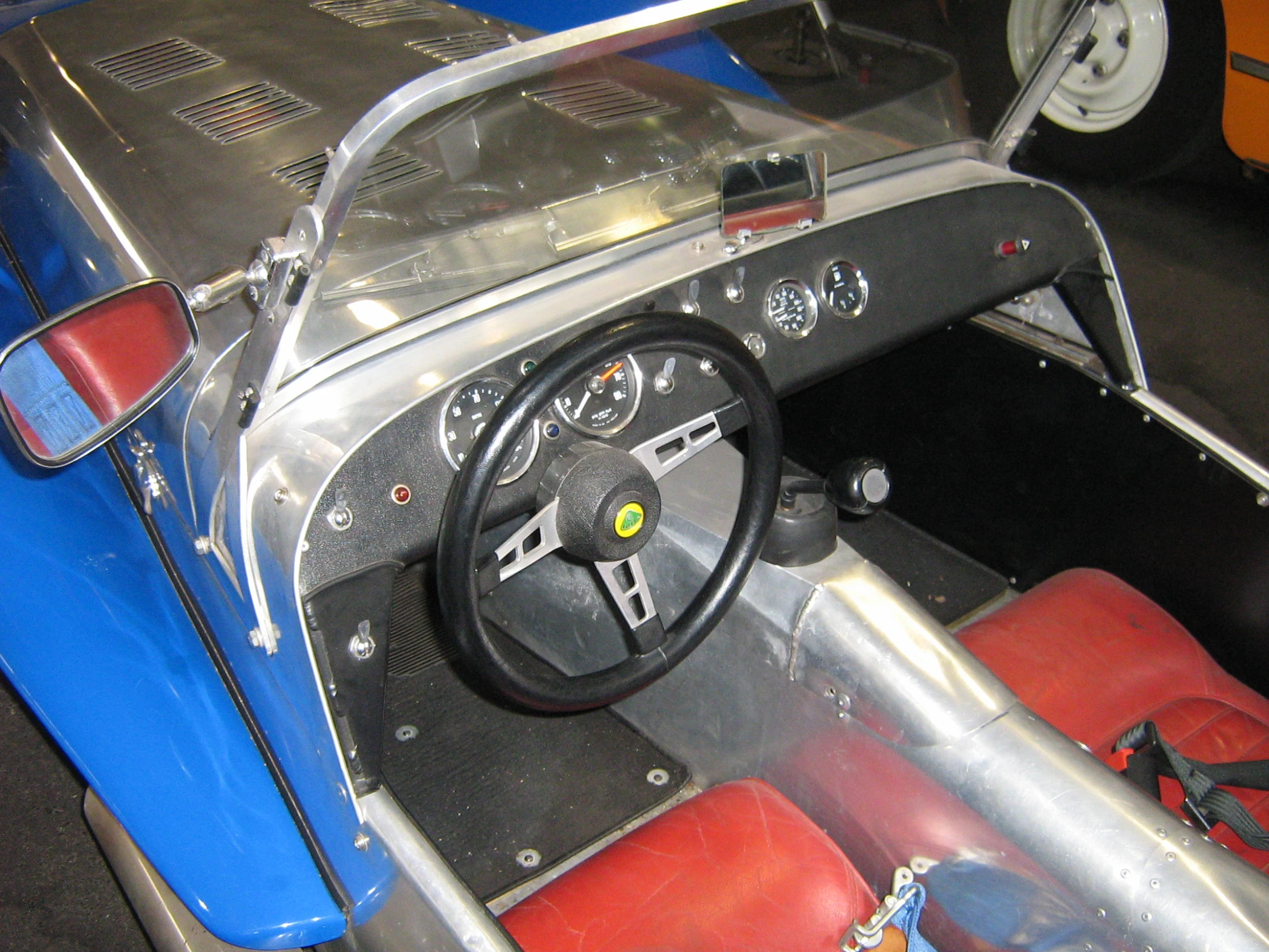 the interior of a vehicle that's for display in a shop