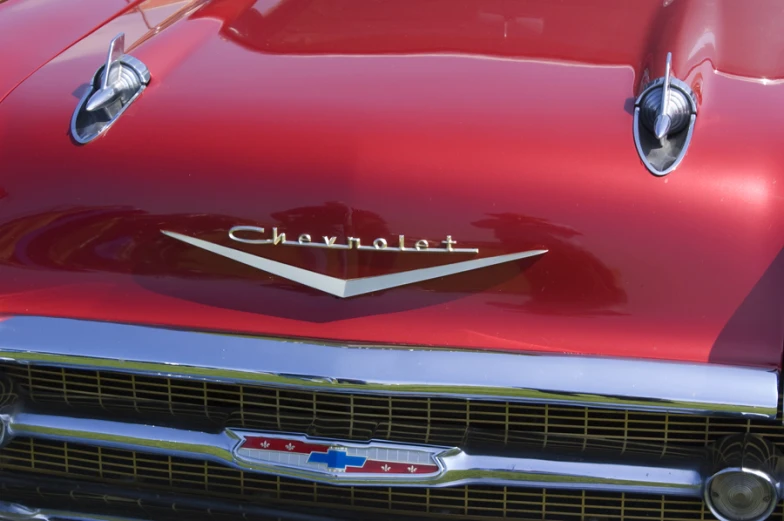 the front end of an old chevrolet car