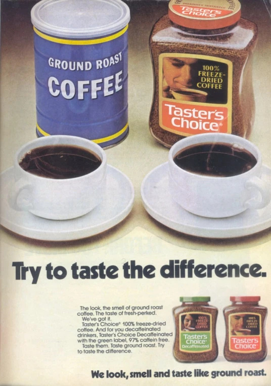 a magazine ad for coffee with beans and a cup of coffee