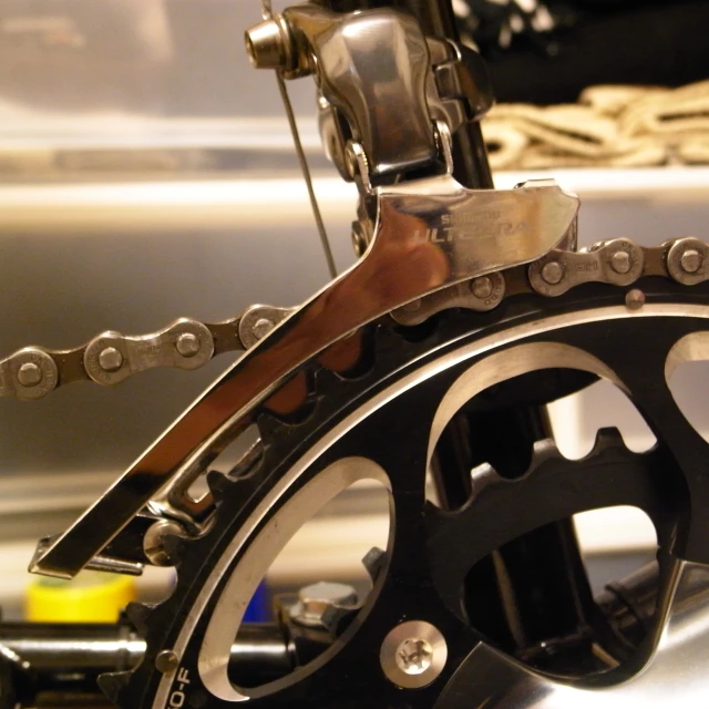 a close up of the gear in a bicycle