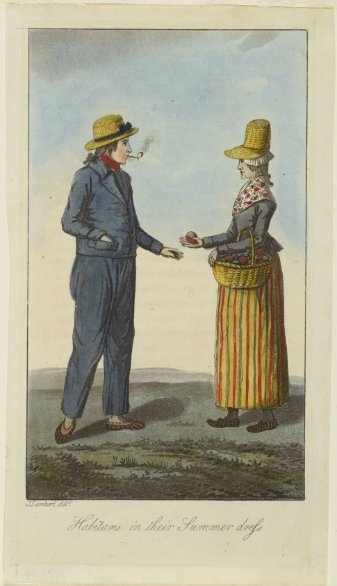 an old cartoon of two people in costume