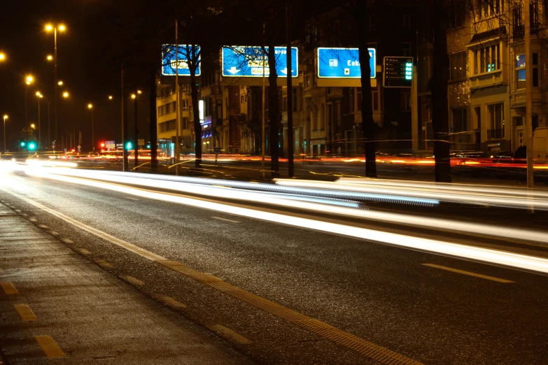 the city has long exposure and lights show