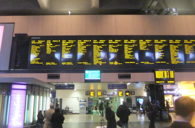 an airport with many passengers walking around it