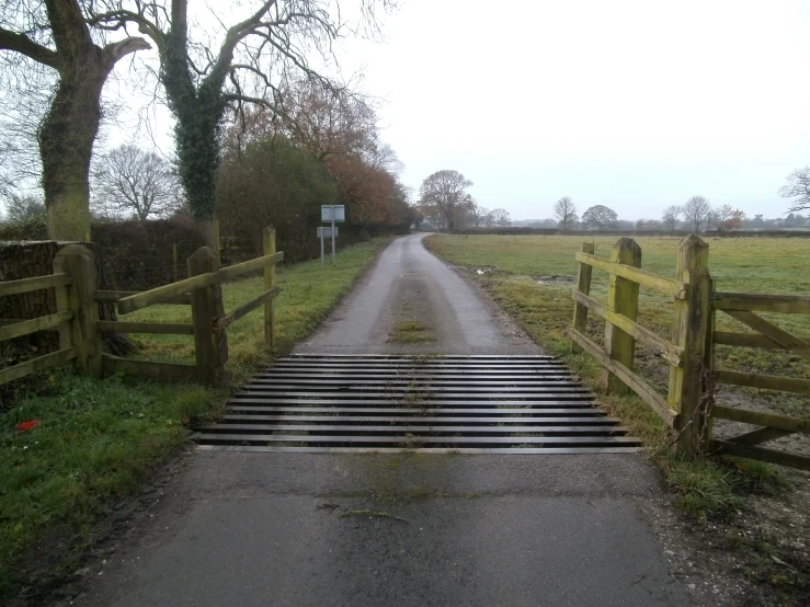 a set of stairs with a gate on both sides of it