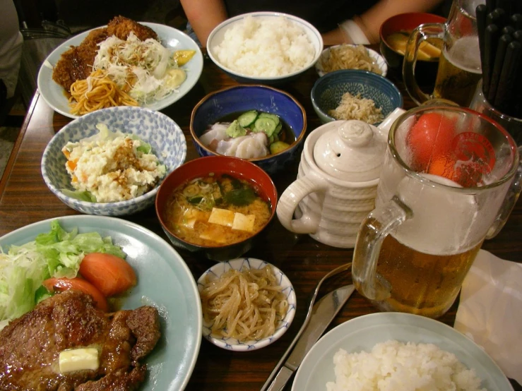 the meal is ready and sitting on the table