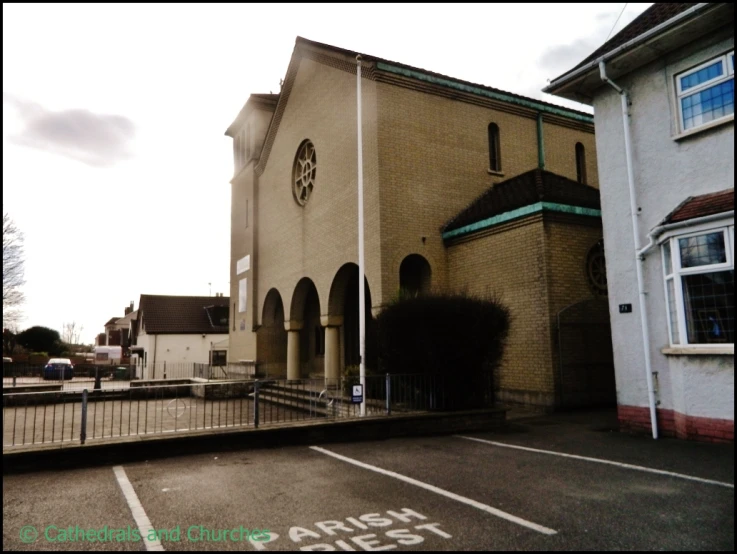 there is a church that has an oval clock on the side