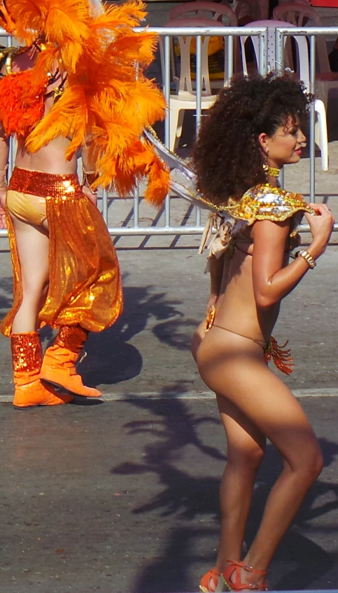 two women are in very large costumes