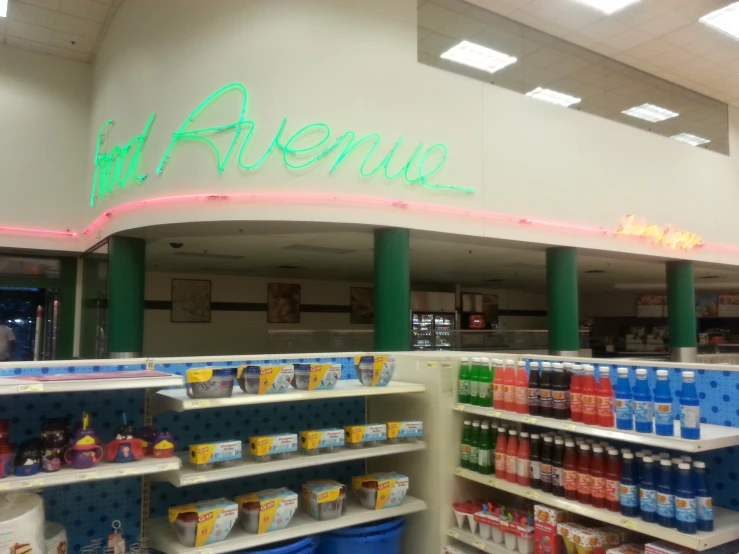 a view of a food section of a shopping mall