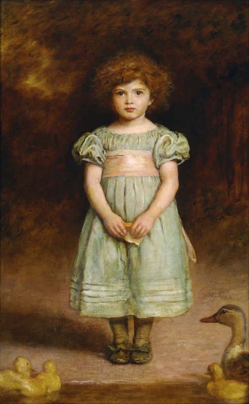 a painting of a child wearing a dress