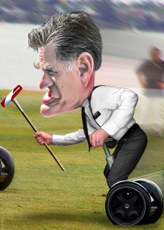 a caricature of a golf player hitting the ball