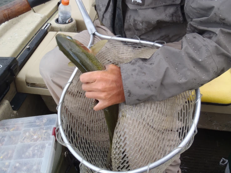 someone holding a large knife and net in their hand