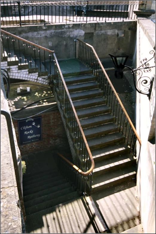 staircase leading up to the top of a stone building