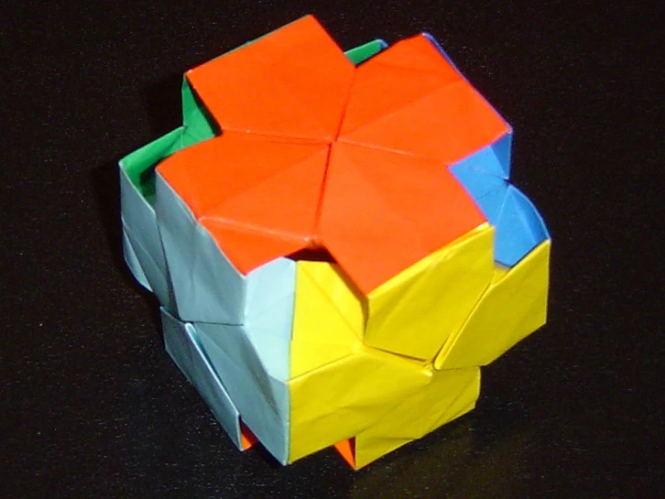 there is an origami model made of several color blocks