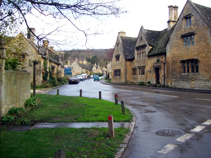 some houses are near one another in the street