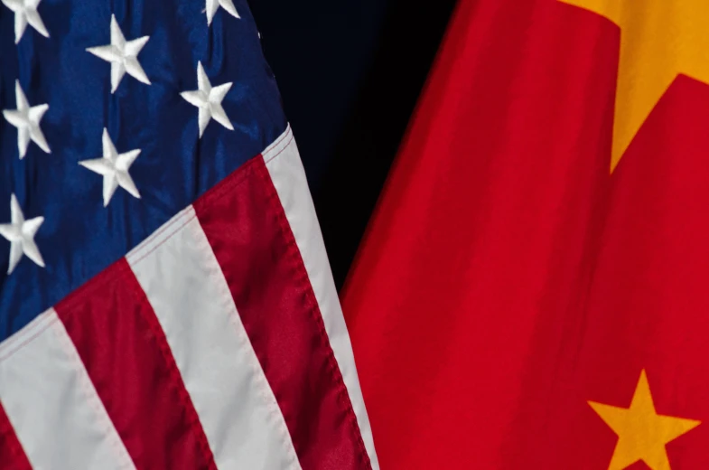 two flags with the flag of china and america