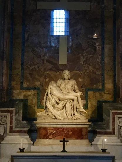the sculpture has been displayed in the stone alter