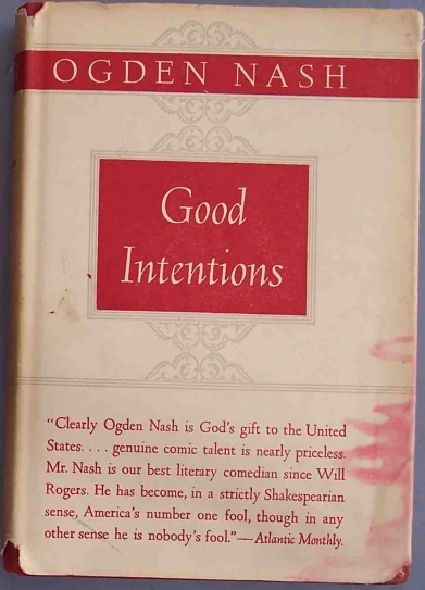 an old book with a red cover that says good intentionss