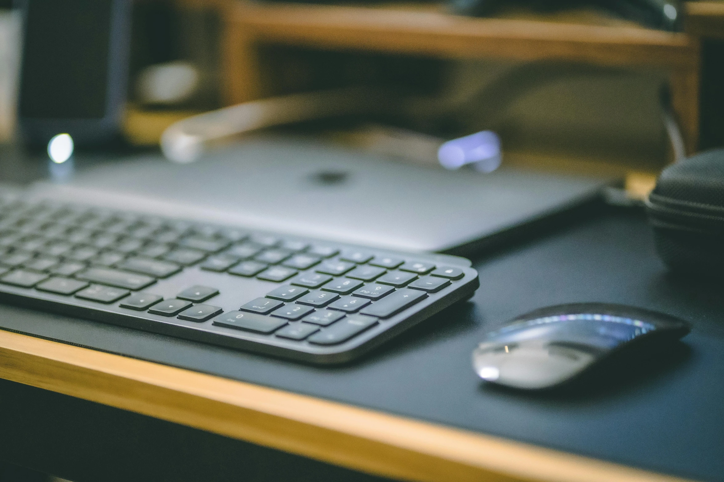 a computer keyboard and mouse on a desk, by Carey Morris, unsplash, stacked image, thumbnail, background image, flat image